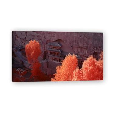 Imagem de Artesanato SpiritReal Foto cidade mar neve vale pastagem rio pôr do sol nascer do sol impressão em tela decoração de parede 20 x 36 cm emoldurada