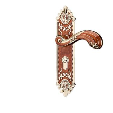 Imagem de Fechadura de porta dourada estilo europeu com maçaneta de porta chave marfim branco fechadura de porta de entrada de segurança silenciosa ferragens antifurto (vermelho âmbar_50 mm)