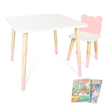 Imagem de Kit Mesa e Cadeira Infantil Urso - Eita Casa Perfeita, Rosa Bebe