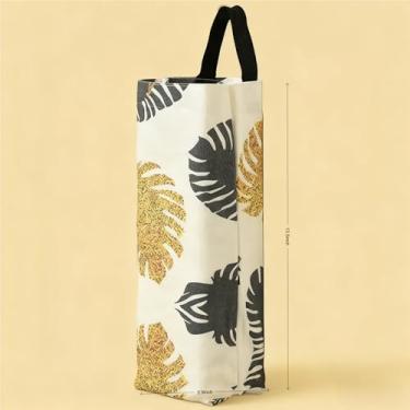 Imagem de Suporte de saco de plástico para armazenamento de cozinha – Dispensador de saco de compras de tecido, organizador que economiza espaço para despensa, armário e espaços pequenos (ornamentação de folhas