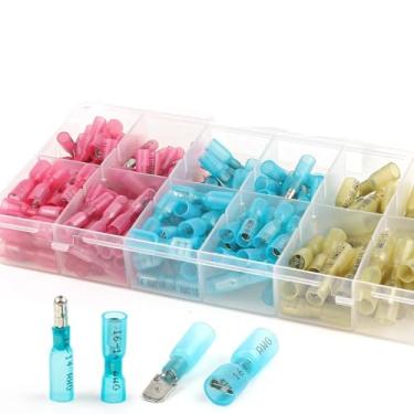 Imagem de ROUPWKWO Kit de terminais de crimpagem de espada/bala de isolamento externo impermeável termorretrátil conectores de fio fêmea e macho (180 peças)