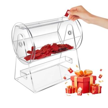 Imagem de Feleolibe Rifa de tambor com alça de acrílico transparente sorteio giratório com 2 teclas para bingo, loteria, tombola para rifa