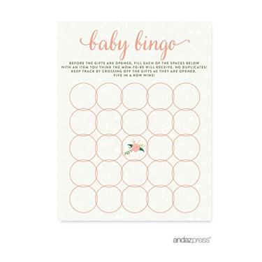 Imagem de Andaz Press Coleção Floral Roses Girl chá de bebê, jogos, atividades, decorações, cartas de jogo de bingo para bebê, pacote com 20