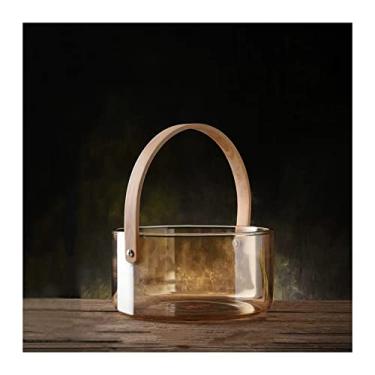 Imagem de Balde de gelo refrigerador com alças fáceis de transportar, baldes de gelo para festas, balde de champanhe de vidro transparente, balde de gelo para festas internas e externas (cor: transparente)