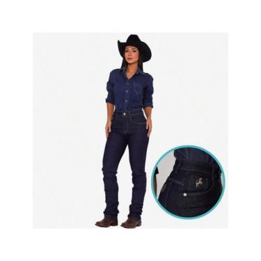 Imagem de Calça Country de Rodeio Feminina Cintura Alta Com Lycra - Audax, Azul 