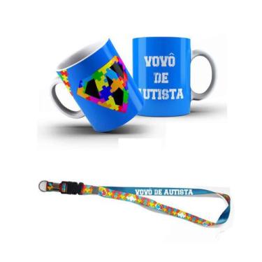 Imagem de Kit Presente Sou Vovô de Autista com Caneca + Chaveiro e Cordão Puzzle