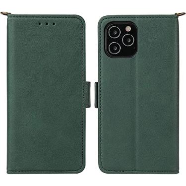 Imagem de ONECMN Capa para iPhone 13/13 Mini/13 Pro/13 Pro Max, capa protetora para telemóvel carteira flip capa protetora à prova de choque com ranhuras para cartões de apoio capa de telemóvel (cor: verde, tamanho: 13pro max 6,7 polegadas)