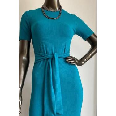 Imagem de Vestido Canelado Noah Feminino Lamour, P, Verde turquesa