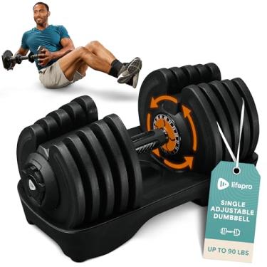 Imagem de Lifepro Halteres ajustáveis - 6,8 kg 11,3 kg 19,5 kg 25 kg 40,8 kg 6 em 1 peso ajustável, conjunto compacto de halteres rápidos/individual para exercícios de corpo inteiro e academia em casa