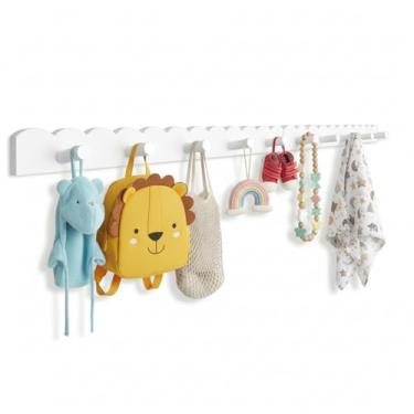 Imagem de Leinuosen 1 pacote com cabideiro recortado na parede, lindo gancho de parede para berçário, 80 cm, 8 ganchos, cabide de mochila de madeira para crianças, chapéu, toalha, chaves, banheiro, sala de aula