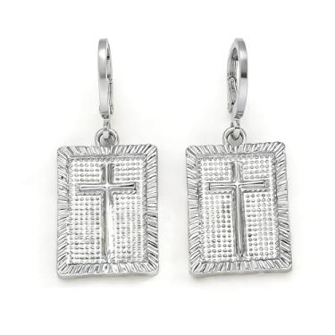 Imagem de Brinco de cruz para mulheres, brincos de cruz com pingente de gota, grosso, moderno, religioso, simples, comunhão, presentes cristãos para mulheres, Middle, Metal, Sem pedra preciosa