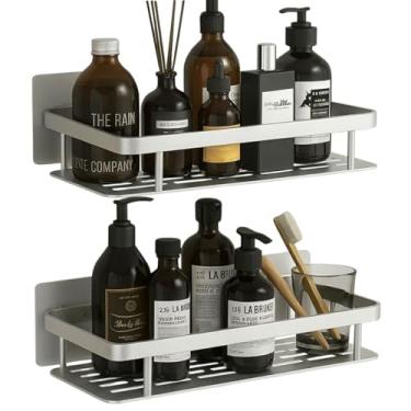 Imagem de Kit 2 Nichos Prateleiras de Canto Quadradas Suporte Porta Shampoo Sabonete para Box Banheiro Organizador Sem Furar Parede | Premium InoVibes (Prata)