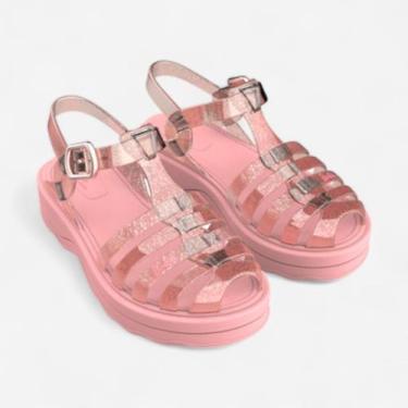 Imagem de Sandália Barbie Trendy Flat Infantil Grendene Kids Rosa, Rosa, Glitter