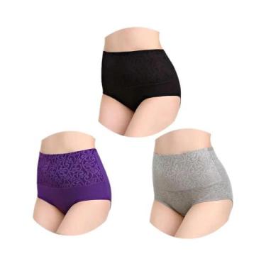 Imagem de Calcinhas De Algodão plus Size De Cintura Alta 3 Peças/Lote, Roupas Ín