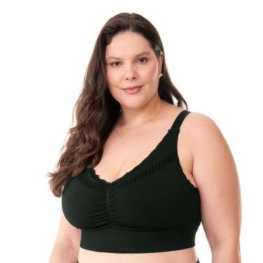 Imagem de Top jacquard sem costura com bojo removível Plus Preto - Trend, G1