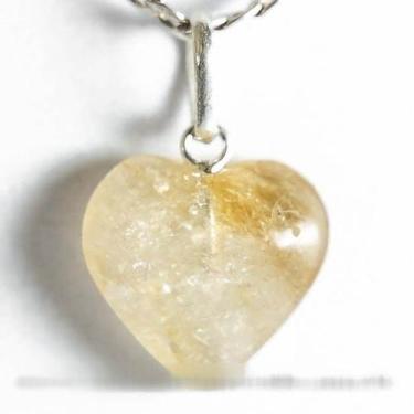 Imagem de Colar Mini Coração Citrino Pedra Bombardeada Prata 950 - CristaisdeCur