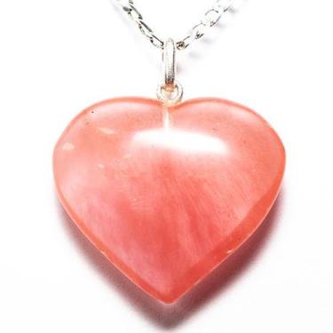 Imagem de Colar Coração Pedra Quartzo Cereja Natural Pino Prata 950 - Cristaisde