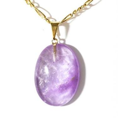 Imagem de Colar Cabochão Ametista Pedra Natural Pino Dourado - CristaisdeCurvelo