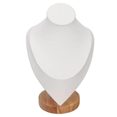 Imagem de Suporte de exibição de colar elegante suporte de busto de joias de madeira Organizador de exibição de corrente de colar multiuso para lojas domésticas Feiras Preto Branco Cinza (Branca)