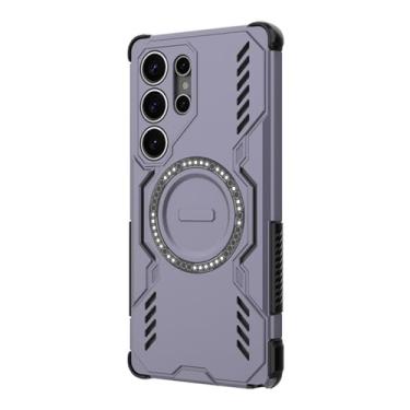 Imagem de POYUFRG Capa magnética para Samsung Galaxy S26 Ultra/S26 Plus/S26, capa de telefone fina fosca com dissipação de calor suporta capa de carregamento sem fio, roxa, S26