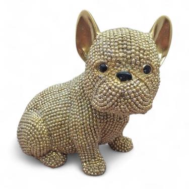 Imagem de Enfeite Cachorro Buldogue Brilhante Dourado Sentado 11 cm