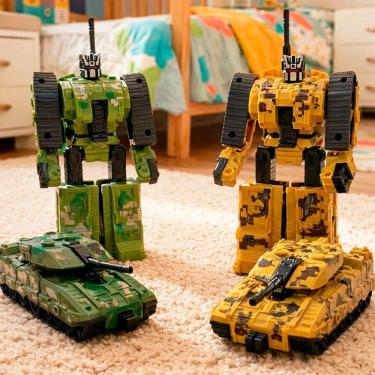 Imagem de Brinquedo Robô Militar Guerreiro Transforma Carro Kit 2pçs