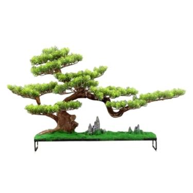 Imagem de Plantas falsas bonsai artificial verde com vaso de cerâmica, plantas falsas para casa, estante de livros, decoração de mesa de escritório