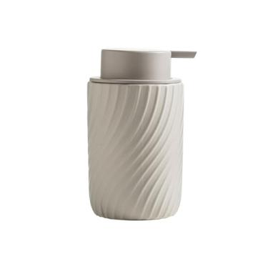 Imagem de KHUTRW3D Garrafa de espuma listrada de cerâmica para banheiro, gel de banho, shampoo, sabonete, dispensador de líquido (cinza)