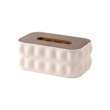Imagem de Capa para caixa de lenços de papel Caixa de papel simples mesa com grande capacidade para guardar lenços e guardanapos na sala estar(Beige)