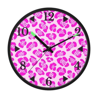 Imagem de STAYTOP Lindo relógio de parede LED com estampa de leopardo para quarto com brilho noturno, relógios de parede silenciosos de 30 cm para decoração de sala de estar, controle de som, relógio de parede