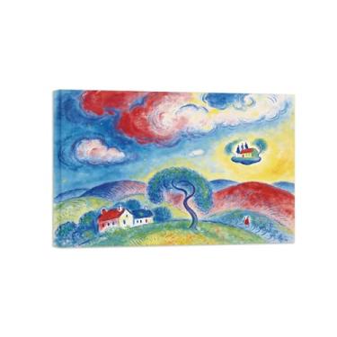 Imagem de Impressão em tela de arte de parede de paisagem - nuvens de montanha - pintura de decoração de árvore - imagens para sala de estar pronta para pendurar tela embrulhada 40 x 60 cm 16 x 24 pol