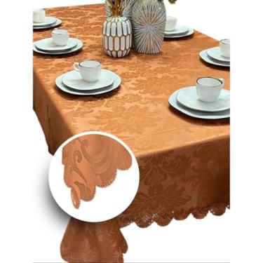 Imagem de Toalhas de mesa decorativas com estampado Jacquard - Disponíveis em modelos para 4/6/8/10/12/14 pessoas, adequadas tanto para uso doméstico como para eventos. (2,50 METROS (8 LUGARES),TERRACOTA)