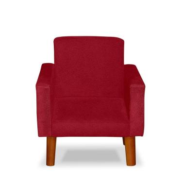 Imagem de Mini Poltrona Cadeira Infantil Nina de Criança Suede Vermelho Pés Palito