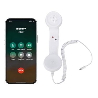 Imagem de Yunir Aparelho de Telefone retrô, Aparelho de Telefone Tipo C Estilo retrô, Aparelhos Com Fio de Receptor de Alça Fixa para Celular, Videoconferências Móveis, Chamadas, (Branca)