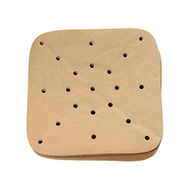 Imagem de 200 unidades de Forros Antiaderentes para Air Fryer Resistentes ao Calor Papel Fácil Limpar com Buracos Cesto Vapor Bambu Forno Panela Óleo Polpa Madeira Seguro Alimentos