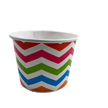 Imagem de Heyiwell Copos de sorvete de papel de 340 g e copos descartáveis de iogurte congelado tigelas de sobremesa lanches copos para quente ou frio, 50 peças padrão arco-íris Chevron