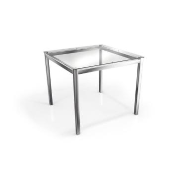 Imagem de Mesa Reno Cromada Com Tampo de Vidro Incolor 90cm