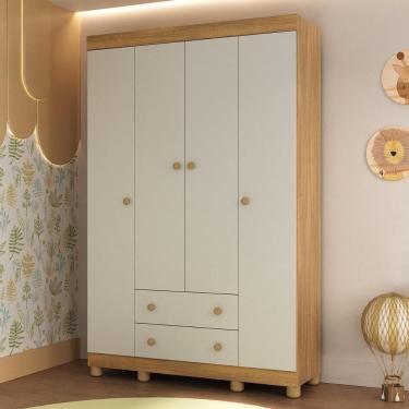 Imagem de Guarda-roupa Infantil 122cm 4 Portas e 2 Gavetas Allegra Multimóveis MP4443