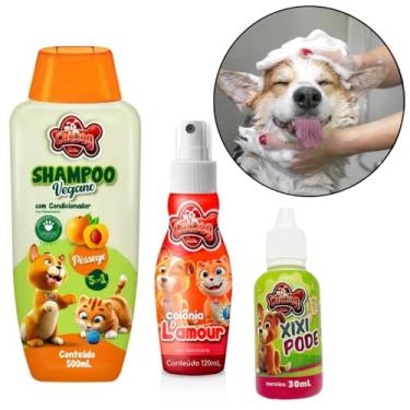 Imagem de Kit Higiene Pet Completo para Cães e Gatos – Shampoo Vegano 5 em 1, Perfume Pet e Xixi Pode Educador Sanitário