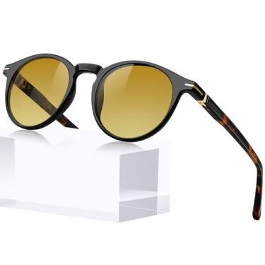 Imagem de KANASTAL Pequenos Óculos de Sol Amarelo Feminino Redondo Polarizado Acetato TR90 Masculino UV400 Oculos Clássico Vintage Retro Yellow Sunglasses -Amarelo