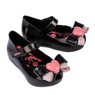 Imagem de Sapatilha Infantil Zaxynina Princess com Laço de Coração e Doce, Estilo Candy, Original, Dia a Dia, Fashion, Estilosa, Confortável (Preto, BR, Bebê, Numérico, 17)