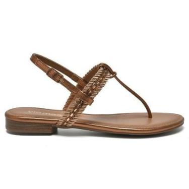 Imagem de Sandália Rasteira Feminina Via Marte Metalizada Confortável Lançamento-Feminino
