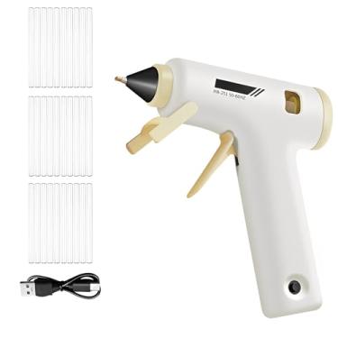 Imagem de Pistola de Cola Quente Sem Fio Bateria Recarregável USB-C 2000mAh Aquecimento Rápido 2-3 Minutos Suporte -Gotejamento Inclui 30 Bastões para Artesanat