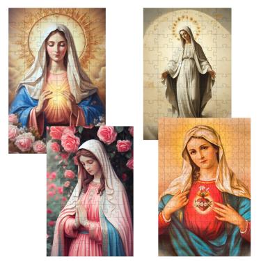 Imagem de 4 Quebra-Cabeças Nossa Senhoras pelo Mundo Diversão Religiosa de  60 peças