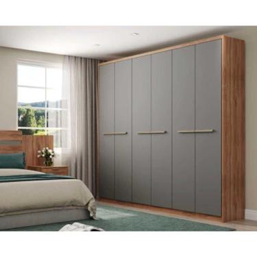 Imagem de Guarda Roupa Casal 6 Portas E 3 Gavetas Belmont 1154 Freijo C- Cinza Titanio - Carraro