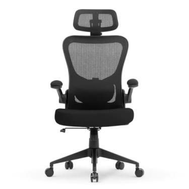 Imagem de Cadeira de Escritório Ergonômica, DT3 Vita com apoio de cabeça 3D, Apoio Lombar Ajustável, Mesh Spandex Respirável + Tecido Softex Espuma Injetada, Certificada NR-17, Cadeira Giratória (Black)