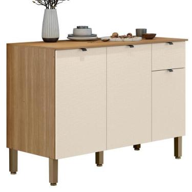Imagem de Balcao Cozinha 120 cm MDF Vert Plus KTP - Kits Paraná, Freijo Soft