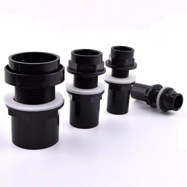 Imagem de 1pc 20-50mm Id Preto Adaptador De Tubulação Upvc, Entrada Do Tanque De Peixes De Aquário Engrossado/junta De Drenagem De Saída Para Água/fluido Químico(2pcs,Inner dia 50mm)