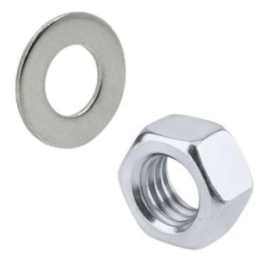 Imagem de Kit 50 Porca 3/8 UNC Sextavada Chave 9/16 E 50 Arruela Lisa - FERRARI 