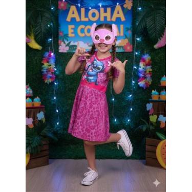 Imagem de Fantasia Menina Stitch e Angel Rosa - Vestido Infantil Temático - no-b